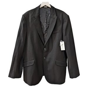 NWT Calvin Klein Men's 100% Wool Two Button Blazer Black Size 2XL 46/48 Reg